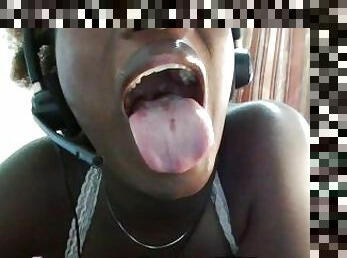 Submissive Ebony Step Sister Open Wide Do You See The Cum Stains On The Tongue - NubianQueen001