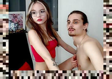 Nerd Teen Camgirl - Amateur couple acting naughty on webcam
