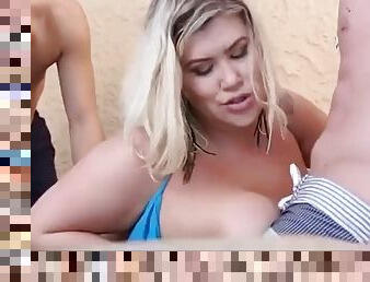 Blonde bbw in a hot threesome