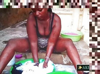 Village girl caught on camera washing clothes legs apart pussy exposed