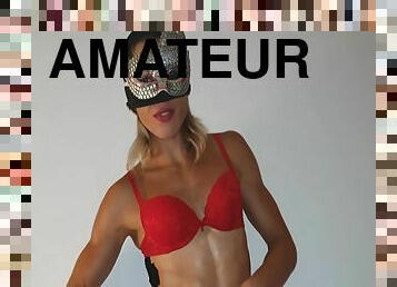 amatør, milf, handjob, blond, maske