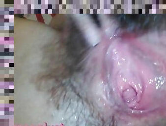 clitoris-bagian-atas-vagina-paling-sensitif, berambut, vagina-pussy, muncrat, pelacur-slut, sperma, sempurna, basah