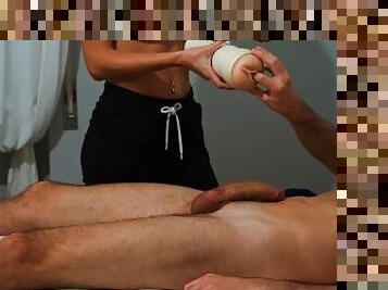 ????SHY MASSEUSE MAKES ME CUM with a POCKET PUSSY