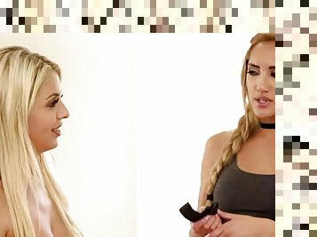 Blonde babes madelyn monroe and chloe amour lick pussies till they cum