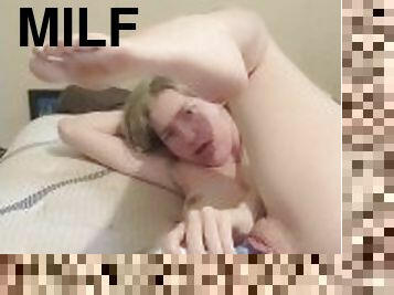 Milf uses vibrator while husband is at work.