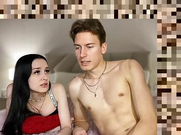Teen Camgirl - Brunette slut in homemade couple hardcore webcam show