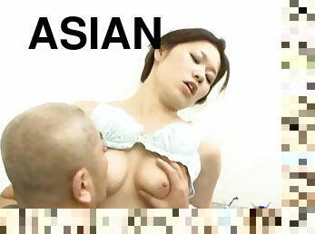 Captivating asian cowgirl with medium ass enjoying her medium tits getting fiddled