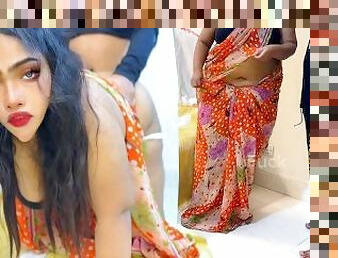 I fuck my beautiful Mother-in-law when She Wear Saree Bra & Pantty, while my wife was not Home - Cum