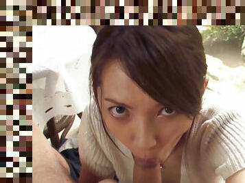 POV blowjob from hot Japanese babe Hitomi Hayama