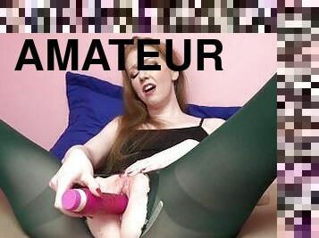 masturbation, collants, chatte-pussy, femme, amateur, mature, jouet, maison, rousse, pute