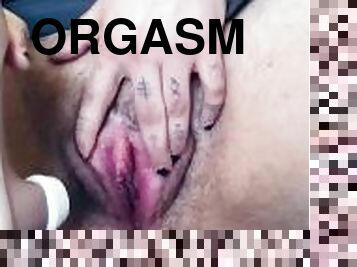 klit, onani, orgasme, tissende, fisse-pussy, sprøjte, amatør, legetøj, sperm, dildo