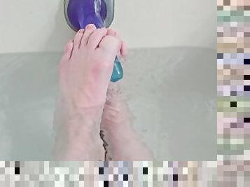 Cute Pink Toes Playing with Dildo in Bath