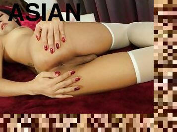 asia, mastubasi, waria-shemale, sayang, penis-besar, remaja, waria, stocking-stockings, thailand, seorang-diri