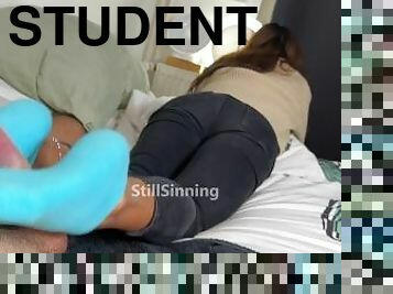 student, amatör, cumshot, tonåring, latinska, fötter, smutsig, sprut, fetisch, footrunk