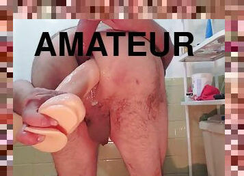 baden, masturbieren, dilettant, anal-sex, homosexuell, dildo, mexikaner, hintern, dusche, allein