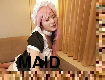 Horny maid Ringo Fuji sucks cock and gets fucked hard from behind