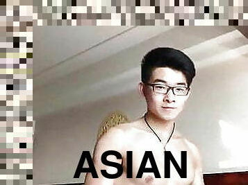 Beautiful Asian boy strips down and jerks his cock