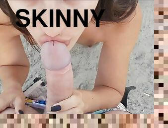 Beautiful Brunette Sucks A Veiny Cock After Skinny Dippin - Indian