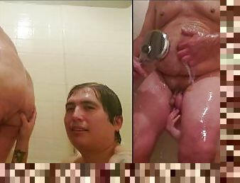 bañando, papá, masturbación, mamá-y-chico, mayor, amateur, maduro, gay, paja, regordeta-chubby