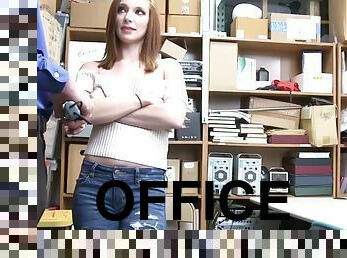 Dude officer fucks jaycee starrs wet pussy so deep and hard in the office