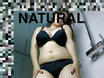 Natural girl in shower