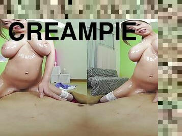 Ruri Saijo VR Film Creampie Nurse 4K POV VR hardcore with oiled up monster tits