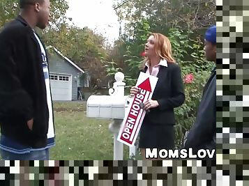 Busty redhead milf drilled roughly by two ghetto bbcs