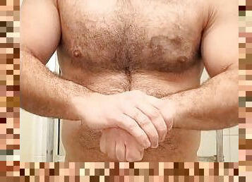 banhos, pai, peluda, chuveiro, paizinho, musculado, urso