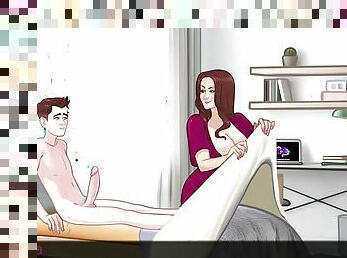 Lust Legacy Hentai game PornPlay Ep.1 caught masturbating in bed by his horny MILF step mom