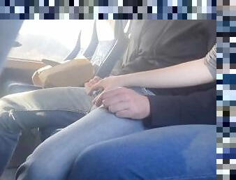 PUBLIC HANDJOB on the Bus with final CUM