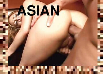 Sexy Asian chick is being double penetrated