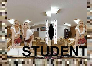 Naughty America - Summer School with 2 students and Naughty Professor - Blonde