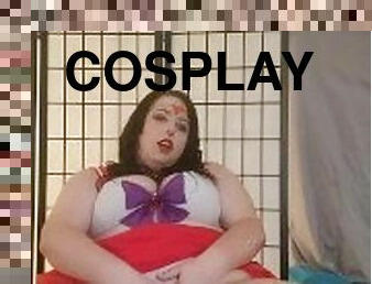 BBW Sailor Mars Cosplayer fucks and sucks toys