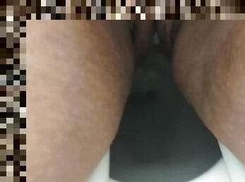 Masturbating quickie at work in bathroom