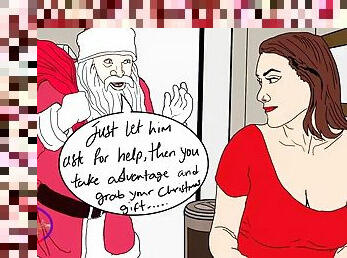 Stepmom colluded with Santa and left me trapped under daddys car just to make her Christmas wish come true, which was to fuck my cock.