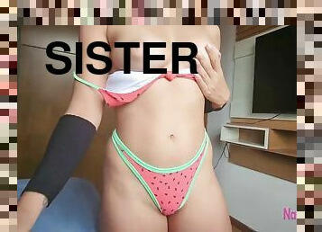 My stepsister helps me cum quickly every morning when we are alone at home