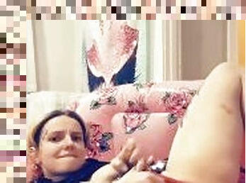 Relaxing on Couch Playing with Pussy