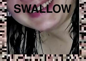 I suck a cock and swallow sperm in closeup
