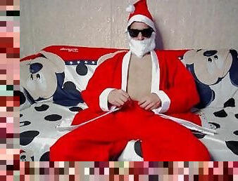 Santa Claus shows his big cock jerking cumming