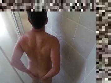 bañando, papá, masturbación, amateur, polla-enorme, gay, paja, pajeándose, europeo, euro