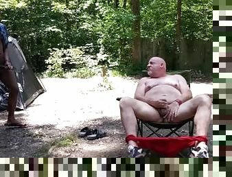 CAUGHT!! Bear jerking in the woods gets a surprise!
