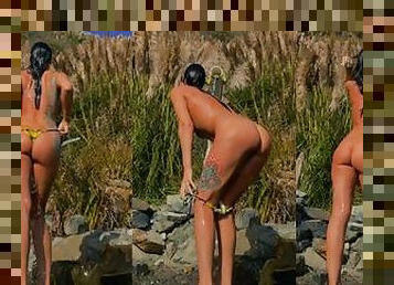 cur, imbaiere, tate-mari, nudist, in-afara, public, amatori, bunaciuni, camera, plaja