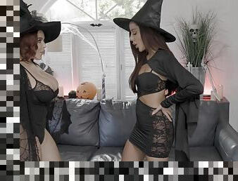 Halloween perversions between two chicks with stunning forms