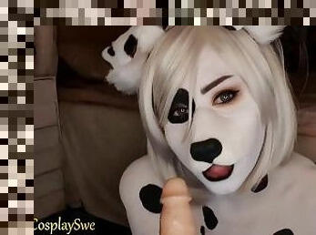 Dalmatian body paint - Dildo riding and BJ and tail wagging!