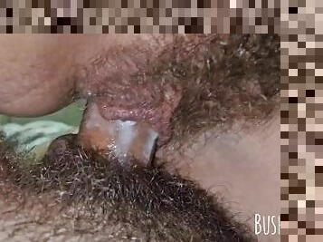 berambut, vagina-pussy, buatan-rumah, creampie-ejakulasi-di-dalam-vagina-atau-anus-dan-keluarnya-tetesan-sperma, pasangan, basah, berair
