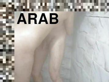 mandi, amatir, arab, bertiga, bokong, mandi-shower