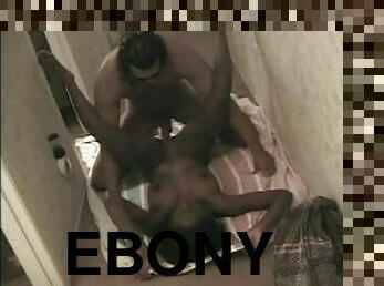 Ebony slut fucked in hallway