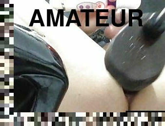 amador, anal, brinquedo, fudendo, britânico, máquinas, dildo, sozinho