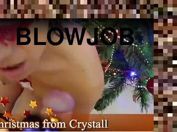 Blowjob and cum in the face under the tree