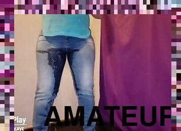 rumpe, pissing, amatør, bbw, truser, fetisj, jeans, våt